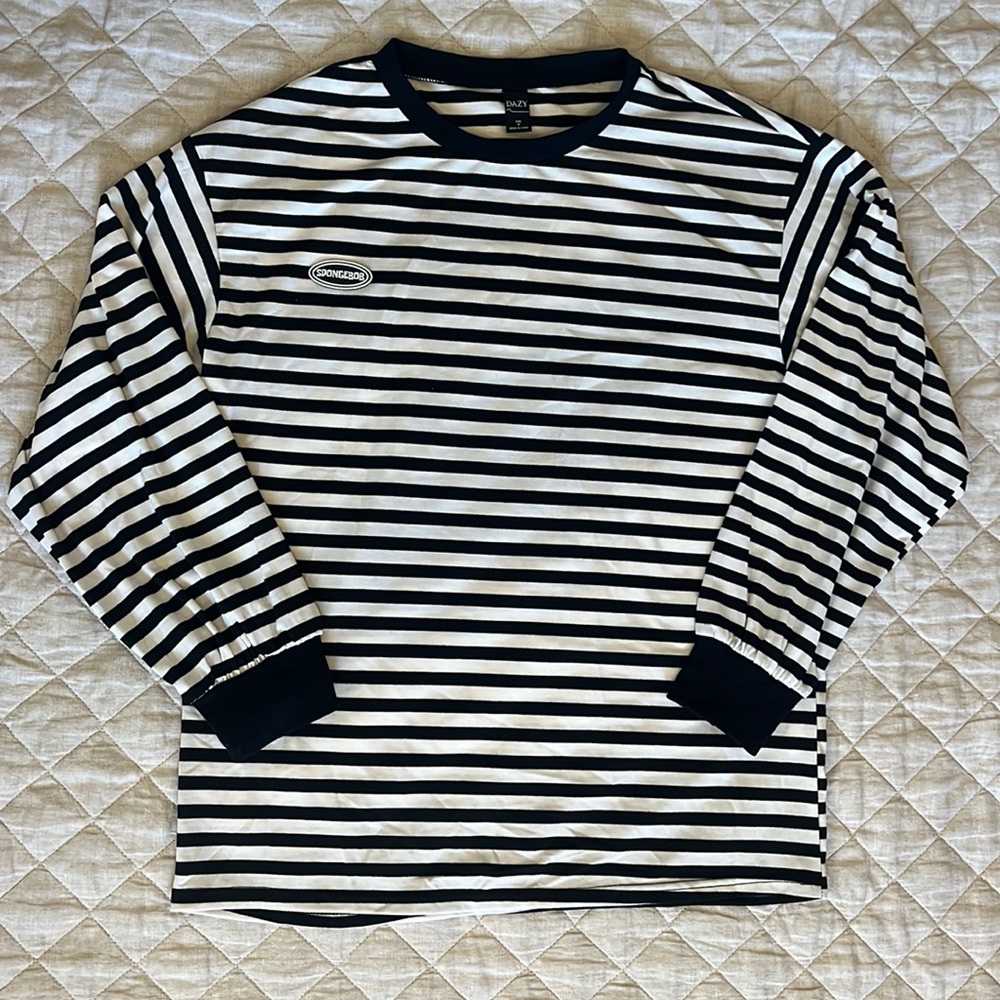 Shien Striped Black and White Long Sleeve Tee, size M